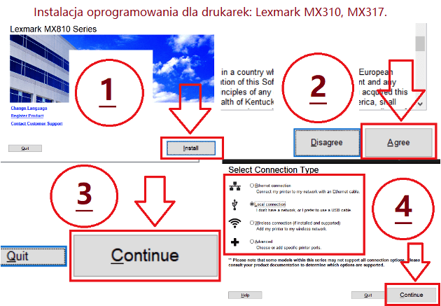 Instalacja oprogramowania dla drukarek: Lexmark MX310, MX317.