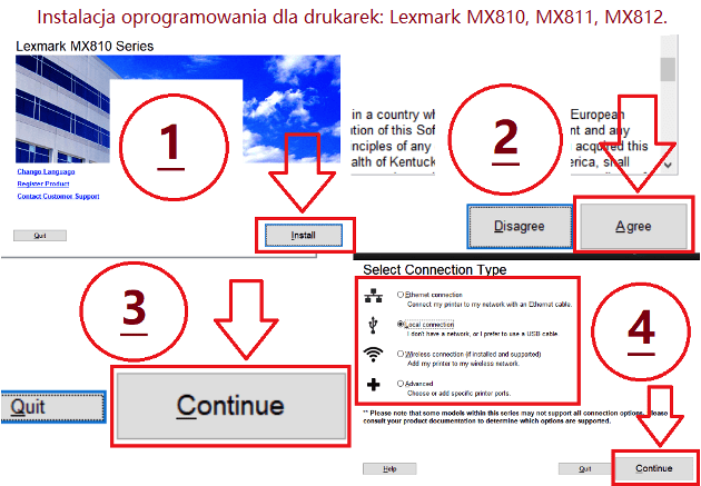 Instalacja oprogramowania dla drukarek: Lexmark MX810, MX811, MX812.