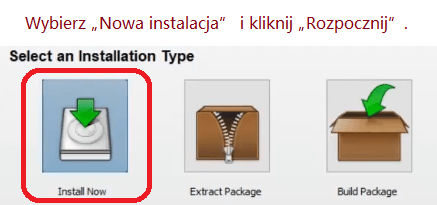 Wybierz „Nowa instalacja” i kliknij „Rozpocznij”.