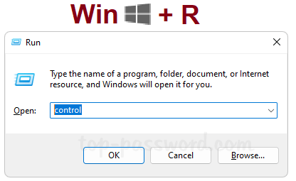 Naciśnij Win + R. Wpisz control i naciśnij Enter