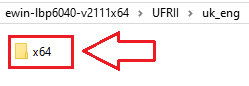 Otwórz go, znajdź folder [UFRII → uk_eng → x64]