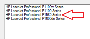 W kroku „Select Printer” wybierz: HP LaserJet Professional P1560 Series